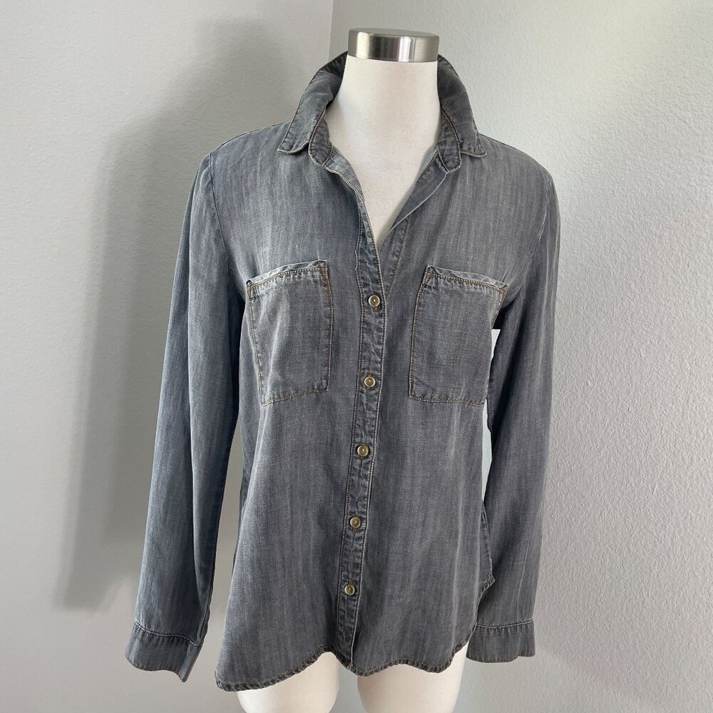 Cloth & Stone Womens Small Button Up Chambray Shirt Long Sleeve‎ Top